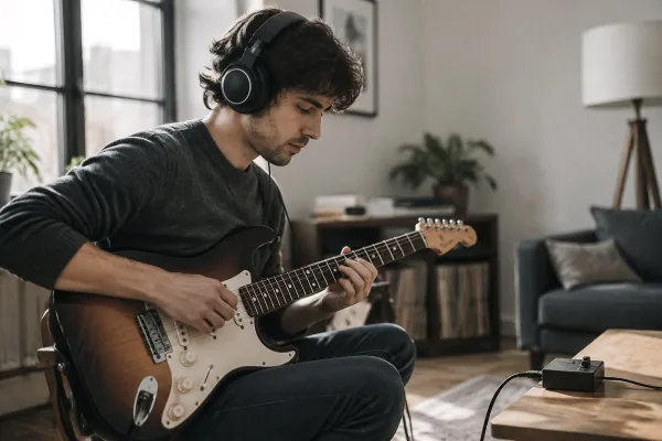 Guitar with Headphones